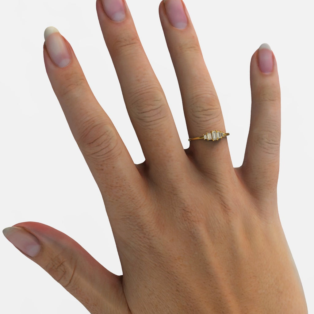 Baguette Diamond Engagement Ring / 14k Gold Baguette Diamond Wedding Band / Diamond Stacking Ring / Anniversary Gift