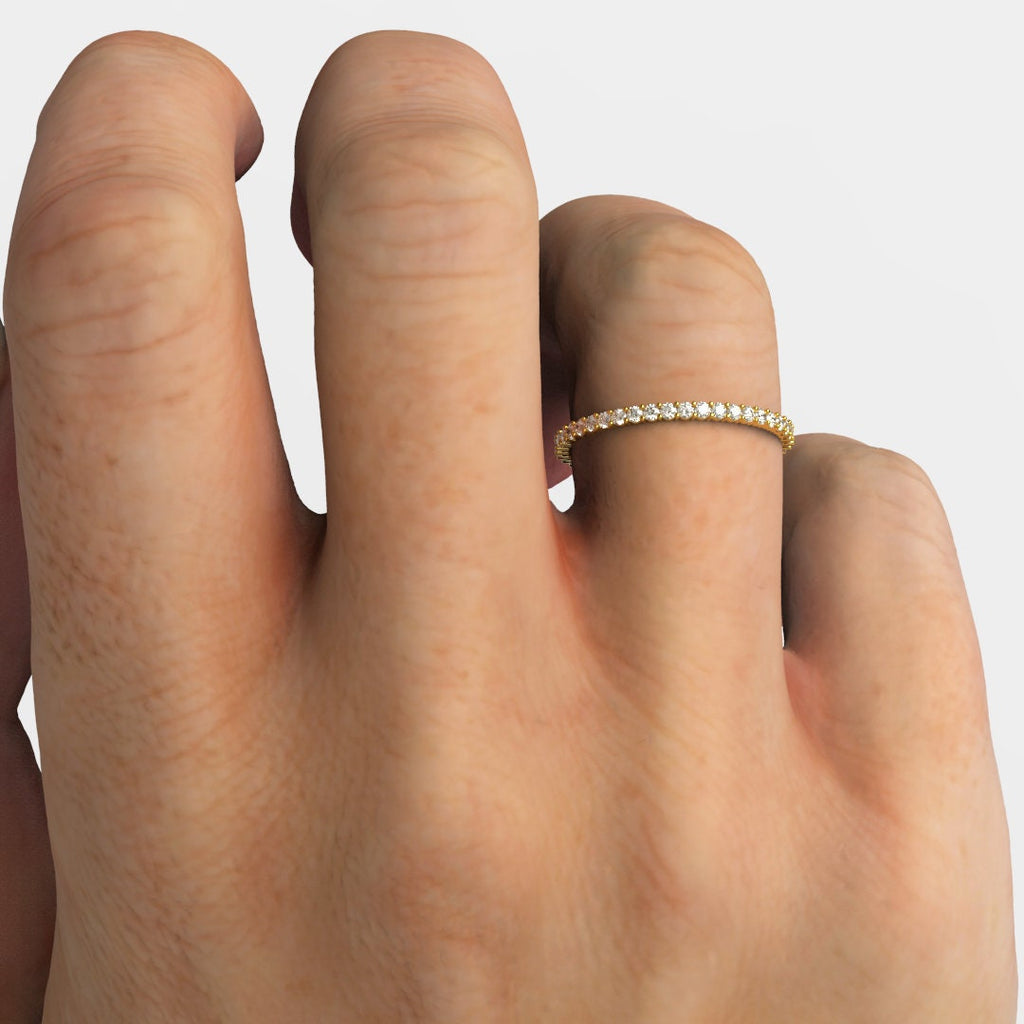 Diamond Stacking Ring / 14k Gold Diamond Eternity Stacking Band / Anniversary Gift / Diamond Stacking Ring / Diamond Wedding Ring