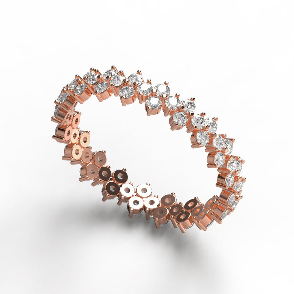 Diamond Eternity Wedding Band / 14k Gold Round Diamond Engagement Ring / Diamond Eternity Stacking Ring / Diamond Stacking Ring