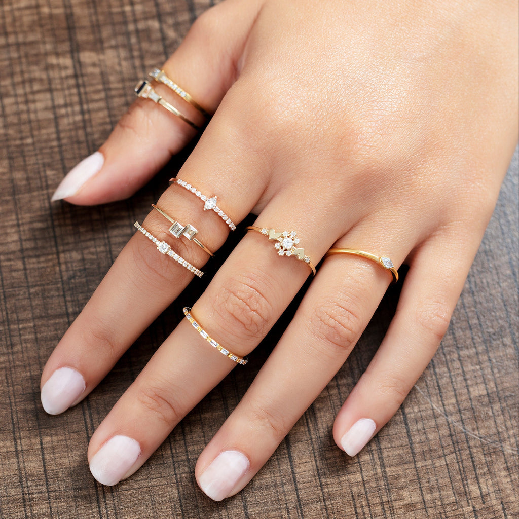 Baguette Diamond Ring / 14k Gold Half Eternity Diamond Wedding Band / Diamond Stacking Ring / Bridal Gift / Anniversary Gift