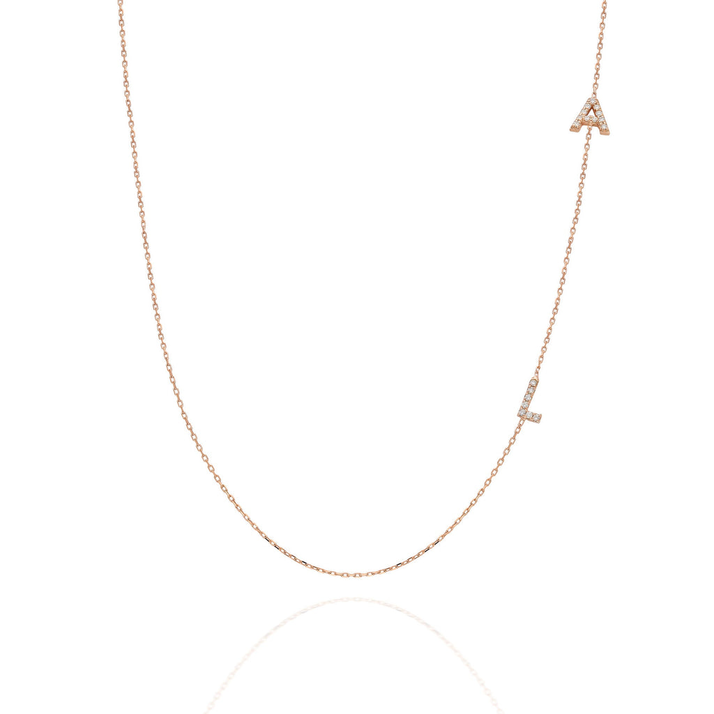 Diamond Initial Necklace / 14k Personalized Pave Diamond Initial Necklace / Birthday Gift / Anniversary Gift / Graduation Gift