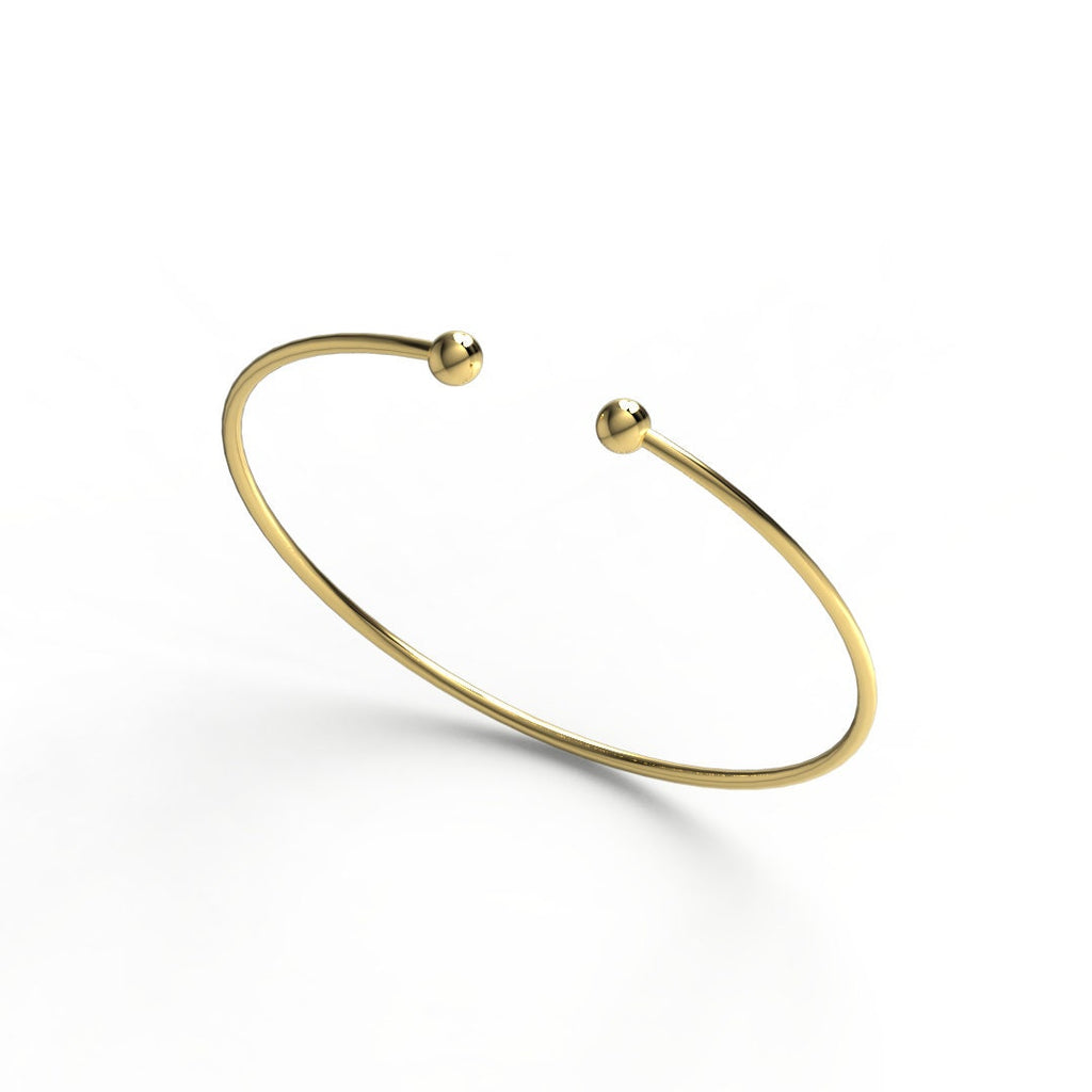 Solid Gold Ball Cuff Bangle