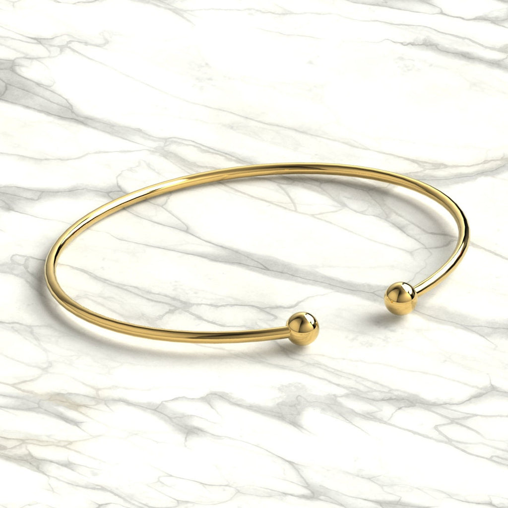 Solid Gold Ball Cuff Bangle
