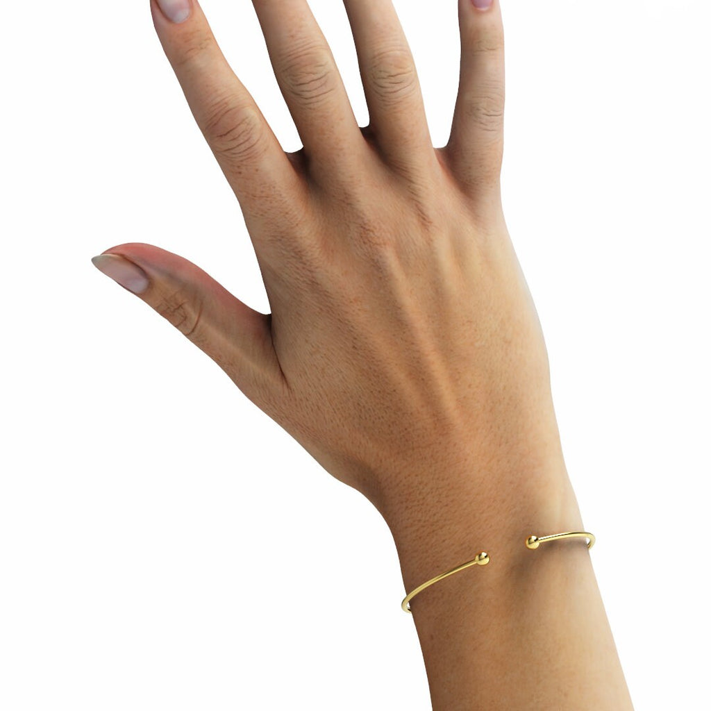 Solid Gold Ball Cuff Bangle