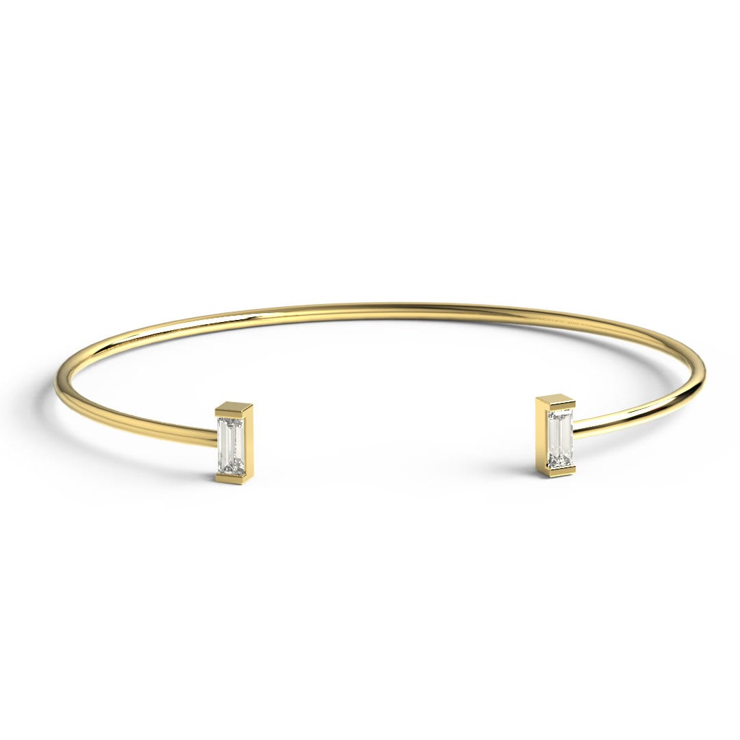 Baguette Diamond Wire Bangle / 14k Gold Baguette Diamond Cuff Bracelet / Birthday Gift / Dainty Diamond Bracelet / Diamond Gift Ideas