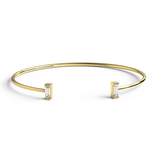 Baguette Diamond Wire Bangle / 14k Gold Baguette Diamond Cuff Bracelet / Birthday Gift / Dainty Diamond Bracelet / Diamond Gift Ideas