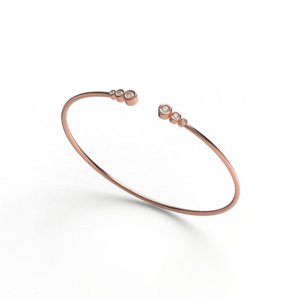 Bezel Diamond Wire Bangle / 14k Gold Bezel Diamond Wire Bracelet / Birthday Gift / Dainty Diamond Bracelet / Diamond Gift Ideas for Her