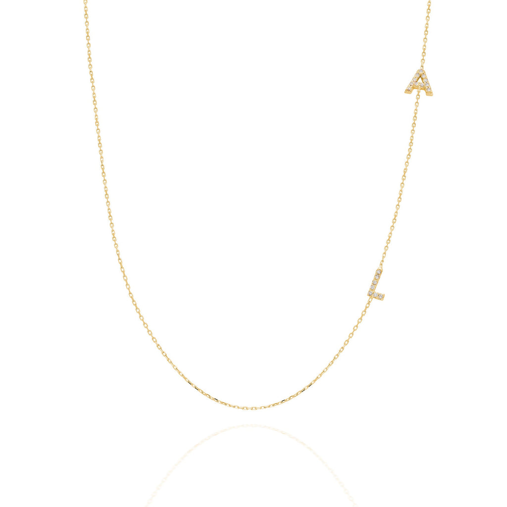 Diamond Initial Necklace / 14k Personalized Pave Diamond Initial Necklace / Birthday Gift / Anniversary Gift / Graduation Gift