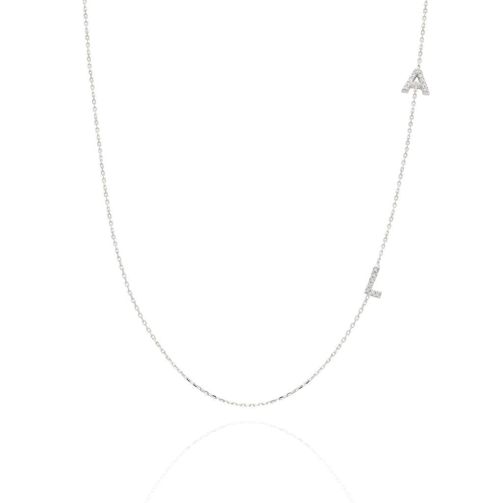 Diamond Initial Necklace / 14k Personalized Pave Diamond Initial Necklace / Birthday Gift / Anniversary Gift / Graduation Gift