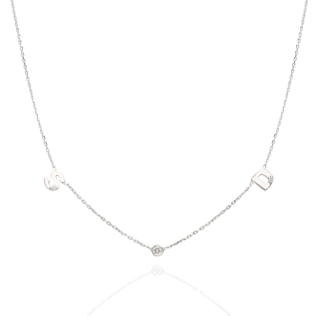 Personalized Bezel Diamond Initial Necklace