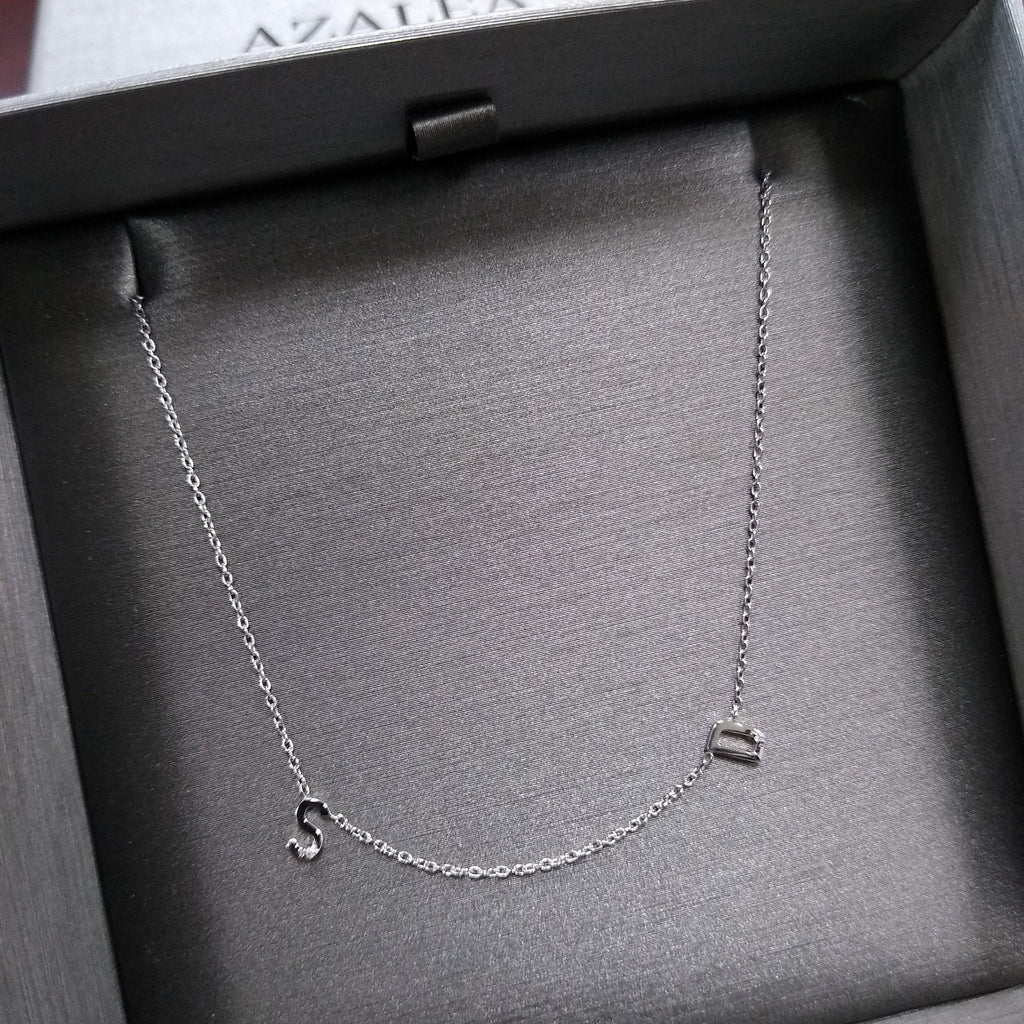 Personalized Bezel Diamond Initial Necklace