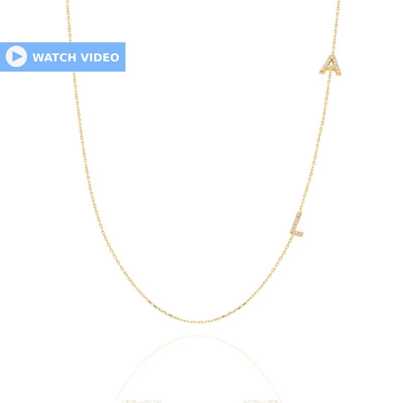 Diamond Initial Necklace / 14k Personalized Pave Diamond Initial Necklace / Birthday Gift / Anniversary Gift / Graduation Gift