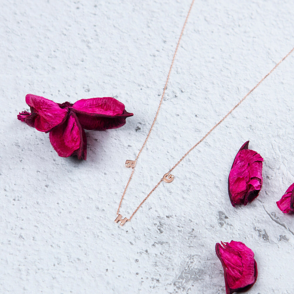 Diamond Initial Necklace / 14k Gold Personalized Diamond Initial Necklace / Layering Necklace / Birthday Gift / Anniversary Gift