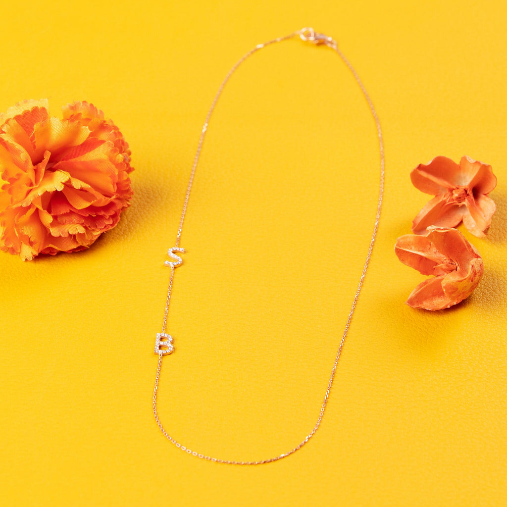 Diamond Initial Necklace / 14k Personalized Pave Diamond Initial Necklace / Birthday Gift / Anniversary Gift / Graduation Gift