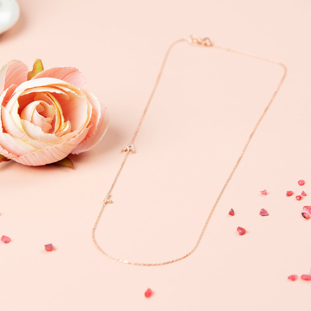 Diamond Initial Necklace / 14k Personalized Pave Diamond Initial Necklace / Birthday Gift / Anniversary Gift / Graduation Gift