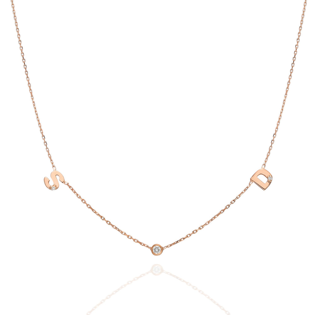 Personalized Bezel Diamond Initial Necklace
