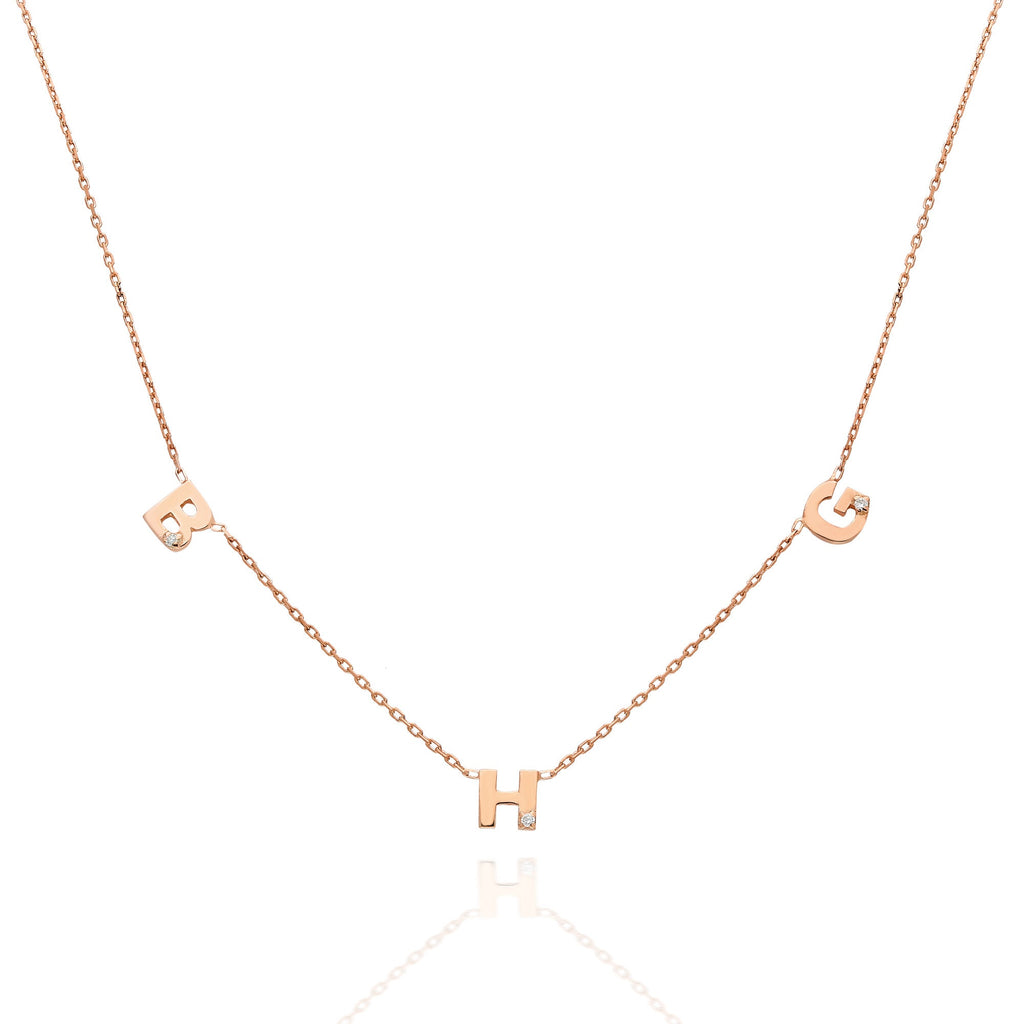 Diamond Initial Necklace / 14k Gold Personalized Diamond Initial Necklace / Layering Necklace / Birthday Gift / Anniversary Gift