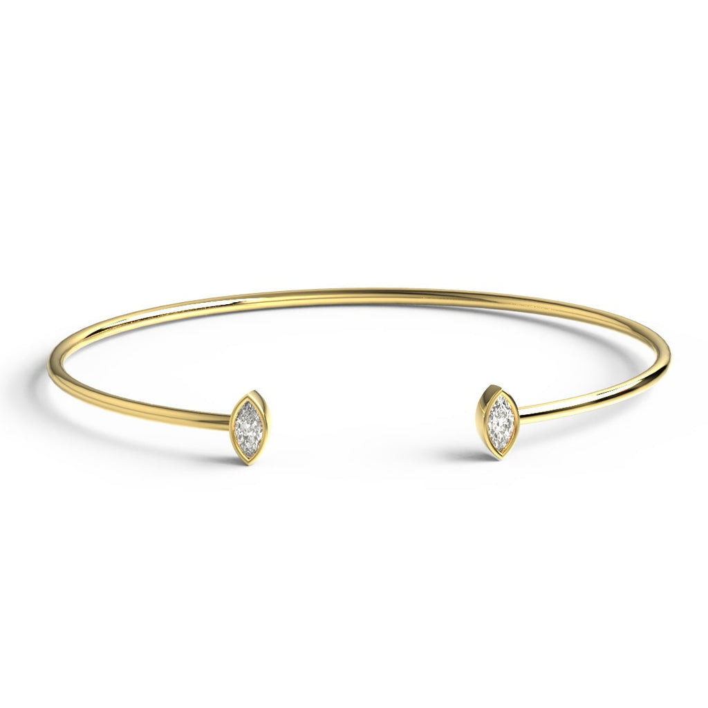 Marquise Diamond Wire Bangle / 14k Gold Marquise Diamond Cuff Bracelet / Birthday Gift / Dainty Diamond Bracelet / Diamond Gift Ideas
