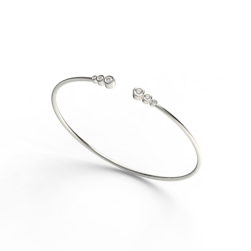 Bezel Diamond Wire Bangle / 14k Gold Bezel Diamond Wire Bracelet / Birthday Gift / Dainty Diamond Bracelet / Diamond Gift Ideas for Her