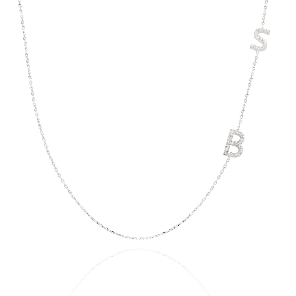 Diamond Initial Necklace / 14k Personalized Pave Diamond Initial Necklace / Birthday Gift / Anniversary Gift / Graduation Gift