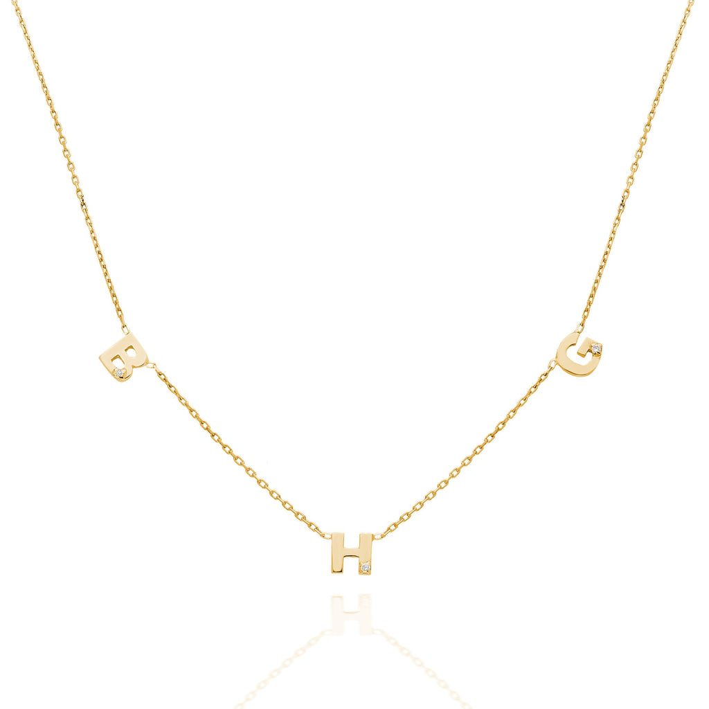 Diamond Initial Necklace / 14k Gold Personalized Diamond Initial Necklace / Layering Necklace / Birthday Gift / Anniversary Gift