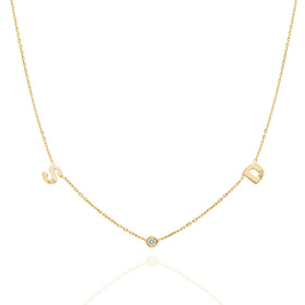 Diamond Initial Necklace / 14k Personalized Bezel Diamond Initial Necklace / Birthday Gift / Anniversary Gift / Graduation Gift