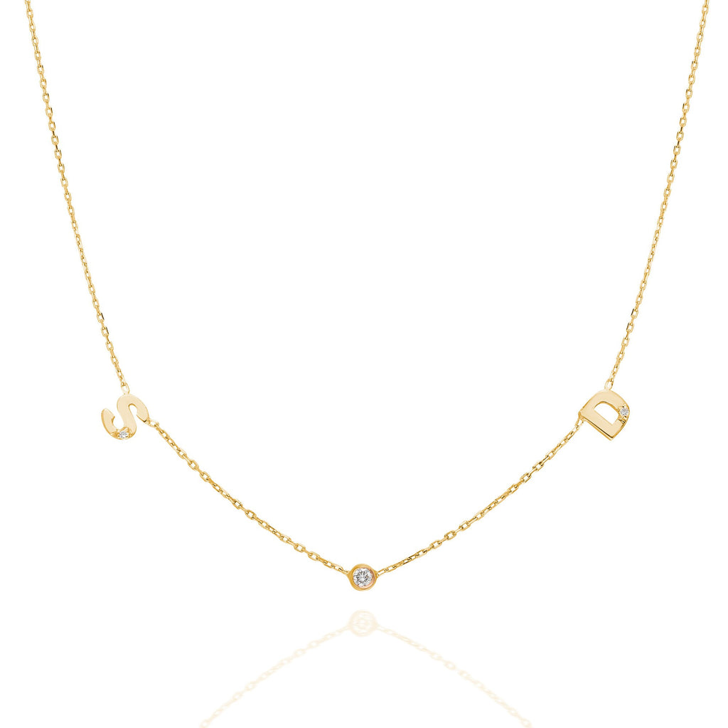 Personalized Bezel Diamond Initial Necklace