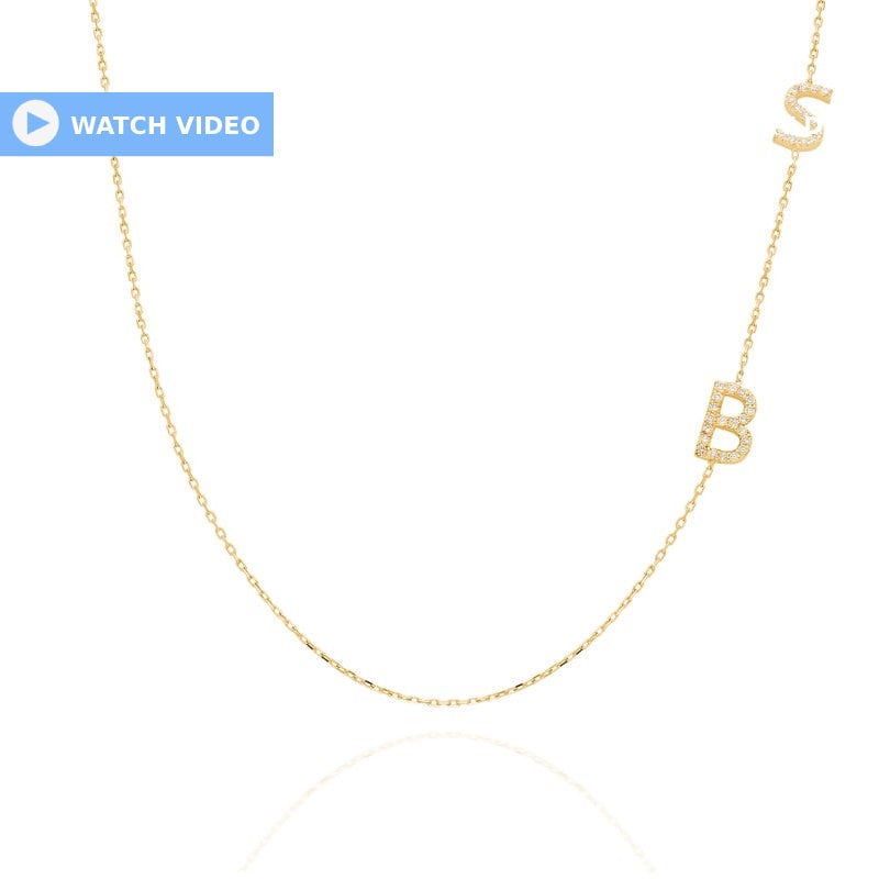 Diamond Initial Necklace / 14k Personalized Pave Diamond Initial Necklace / Birthday Gift / Anniversary Gift / Graduation Gift