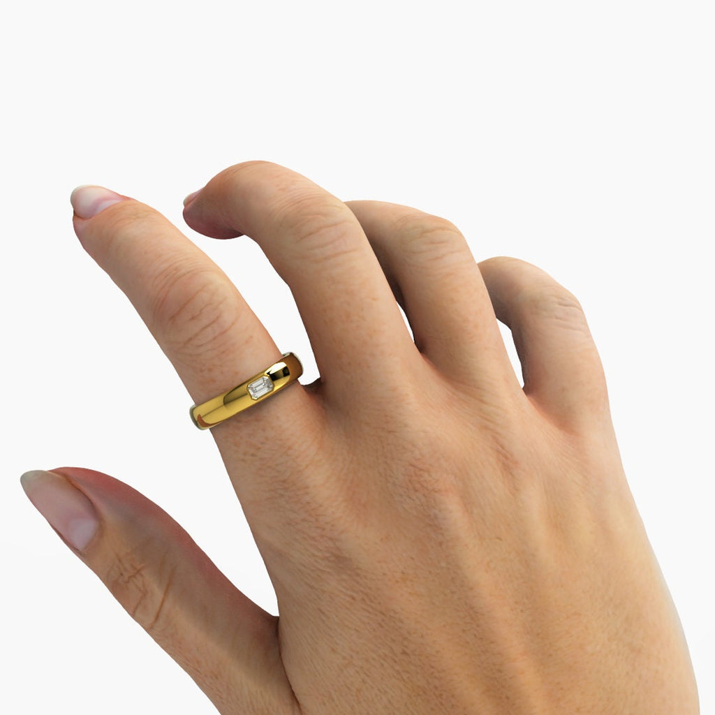 Diamond Stacking Ring / 14k Gold Emerald Cut Diamond Wedding Ring / Anniversary Ring / Stacking Ring / Bridal Gift / Birthday Gift