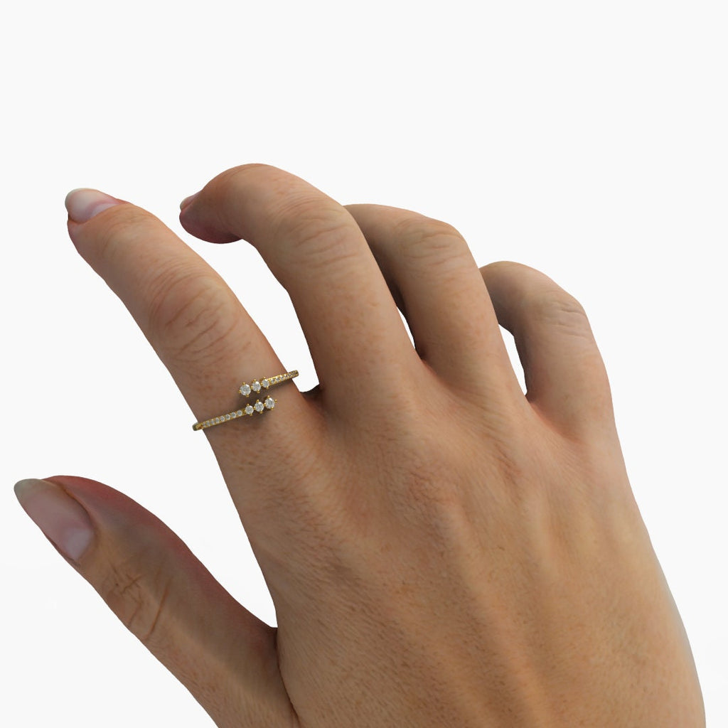 Diamond Spiral Cuff Ring