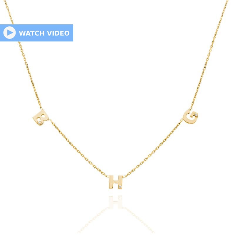 Diamond Initial Necklace / 14k Gold Personalized Diamond Initial Necklace / Layering Necklace / Birthday Gift / Anniversary Gift