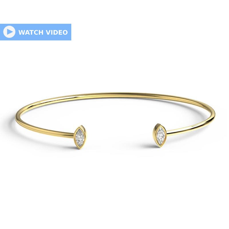 Marquise Diamond Wire Bangle / 14k Gold Marquise Diamond Cuff Bracelet / Birthday Gift / Dainty Diamond Bracelet / Diamond Gift Ideas