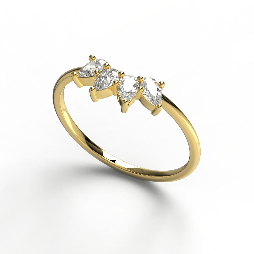 Pear Diamond Wedding Band