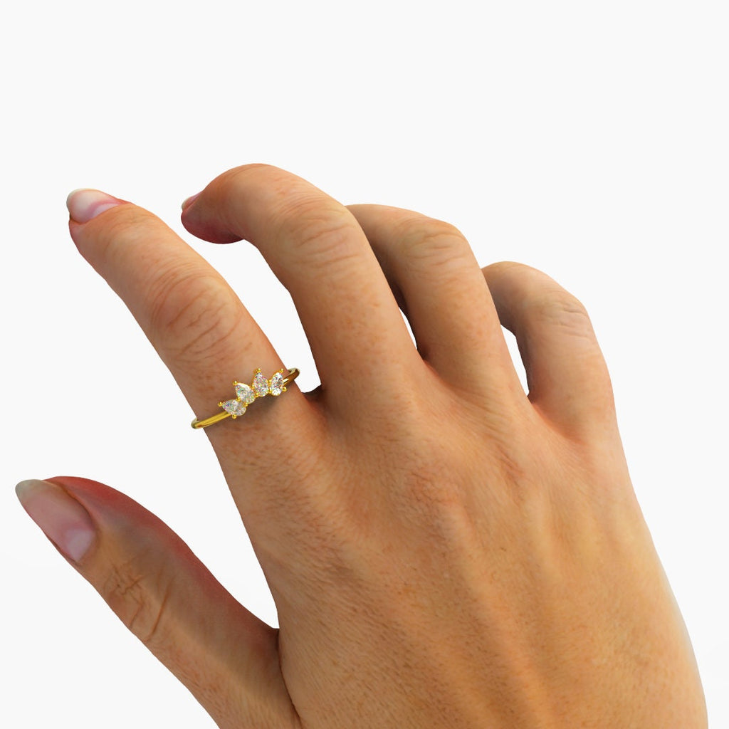 Pear Diamond Wedding Band