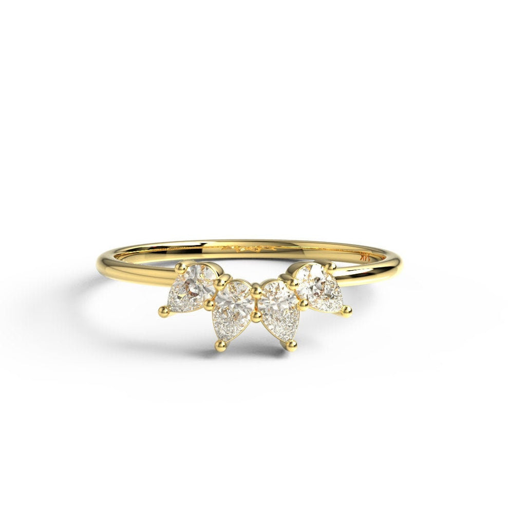 Pear Diamond Wedding Band