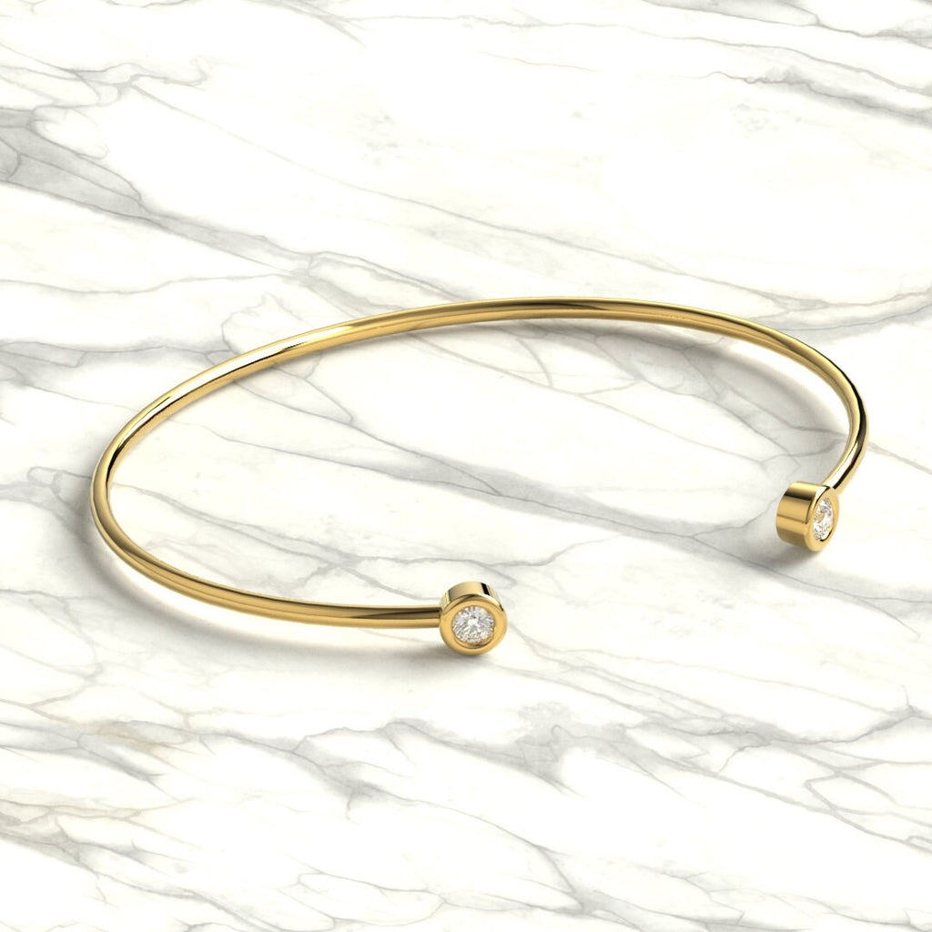 Bezel Diamond Cuff Bracelet