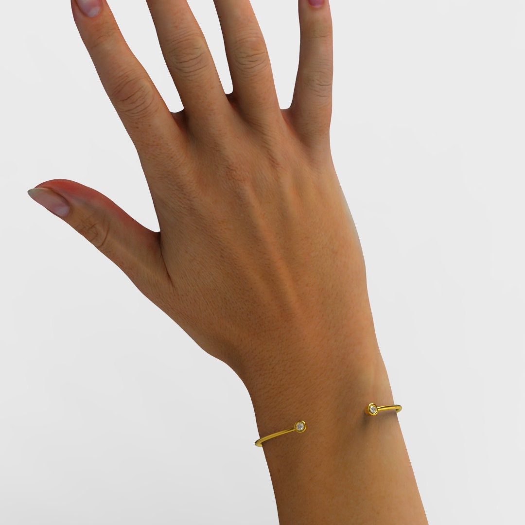 Bezel Diamond Cuff Bracelet