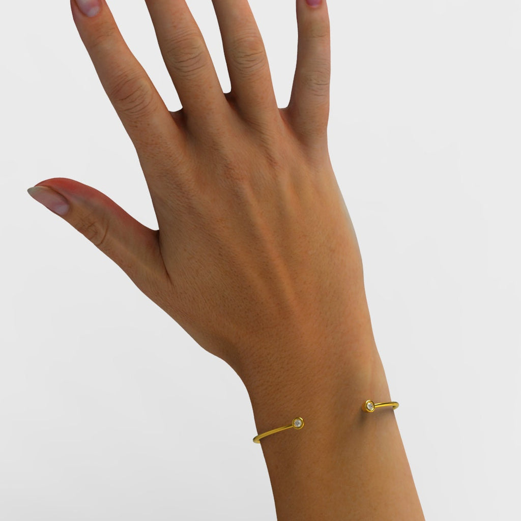 Bezel Diamond Cuff Bracelet