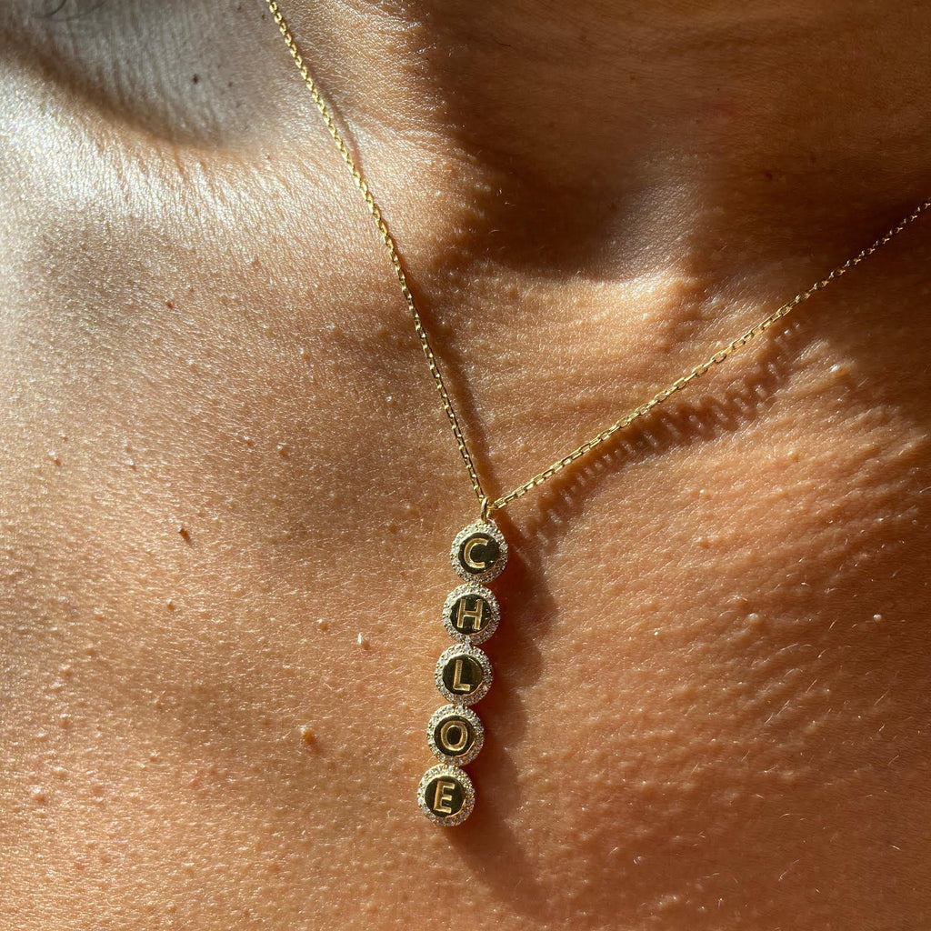 Diamond Name Necklace / 14k Personalized Diamond Name Necklace / Personalized Diamond Letter Necklace / Birthday Gift / Diamond Gift Ideas