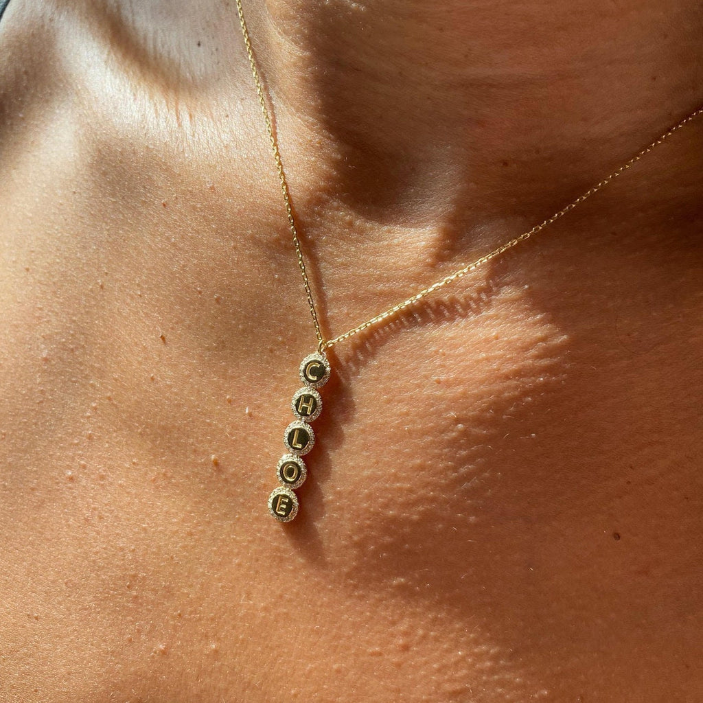 Diamond Name Necklace / 14k Personalized Diamond Name Necklace / Personalized Diamond Letter Necklace / Birthday Gift / Diamond Gift Ideas