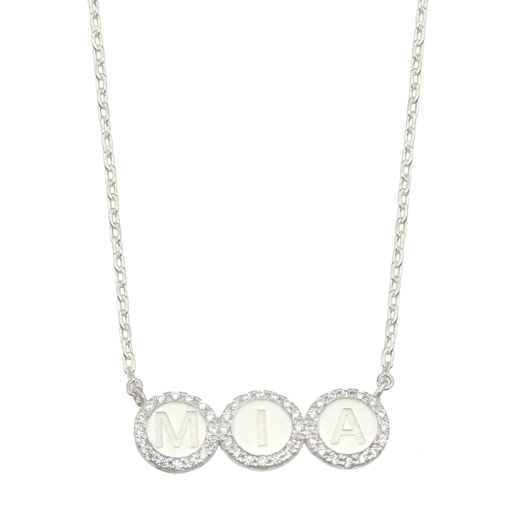 Pave Disc Diamond Initial Name Necklace