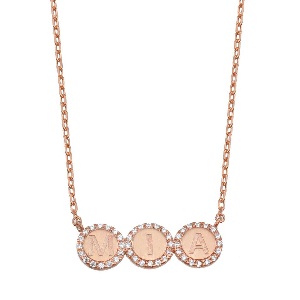 Pave Disc Diamond Initial Name Necklace