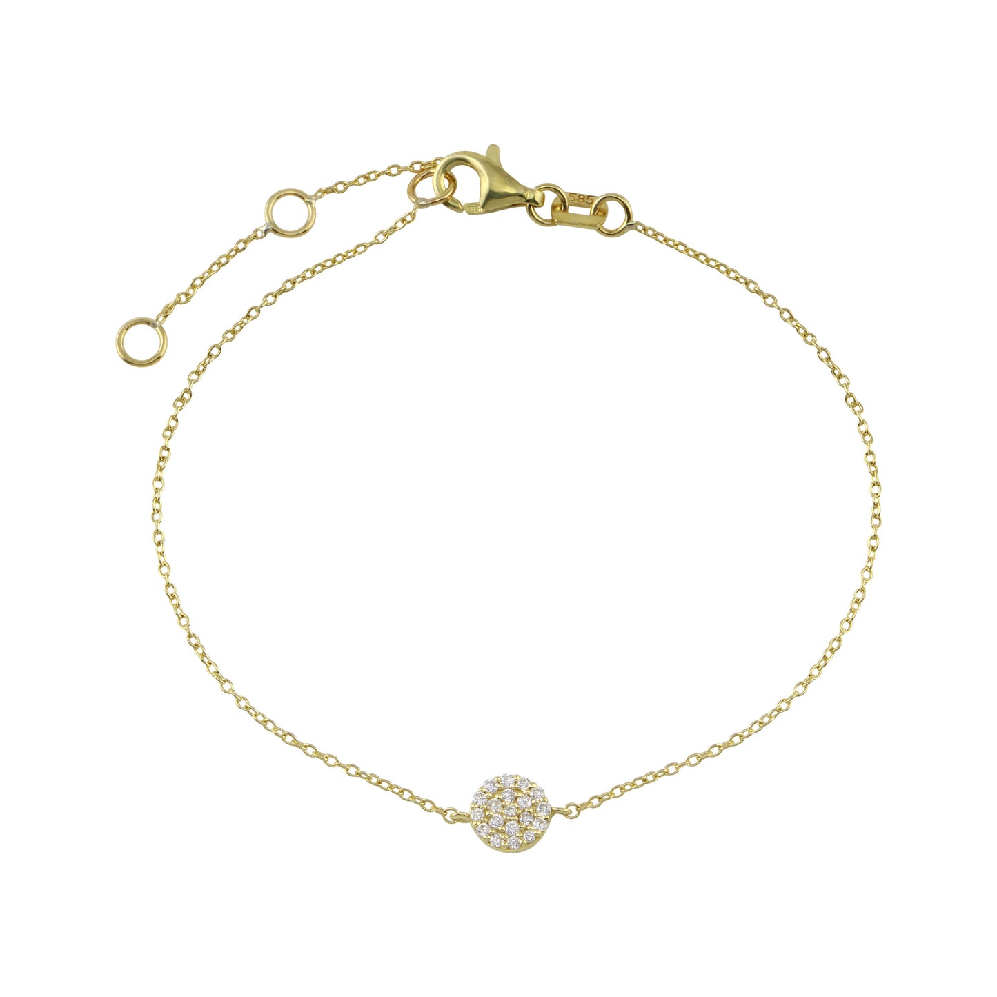 Diamond Disc Bracelet / 14k Gold Pave Diamond Disc Bracelet / Diamond Disc Bracelet / Graduation Gift / Anniversary Gift / Diamond Gift Idea