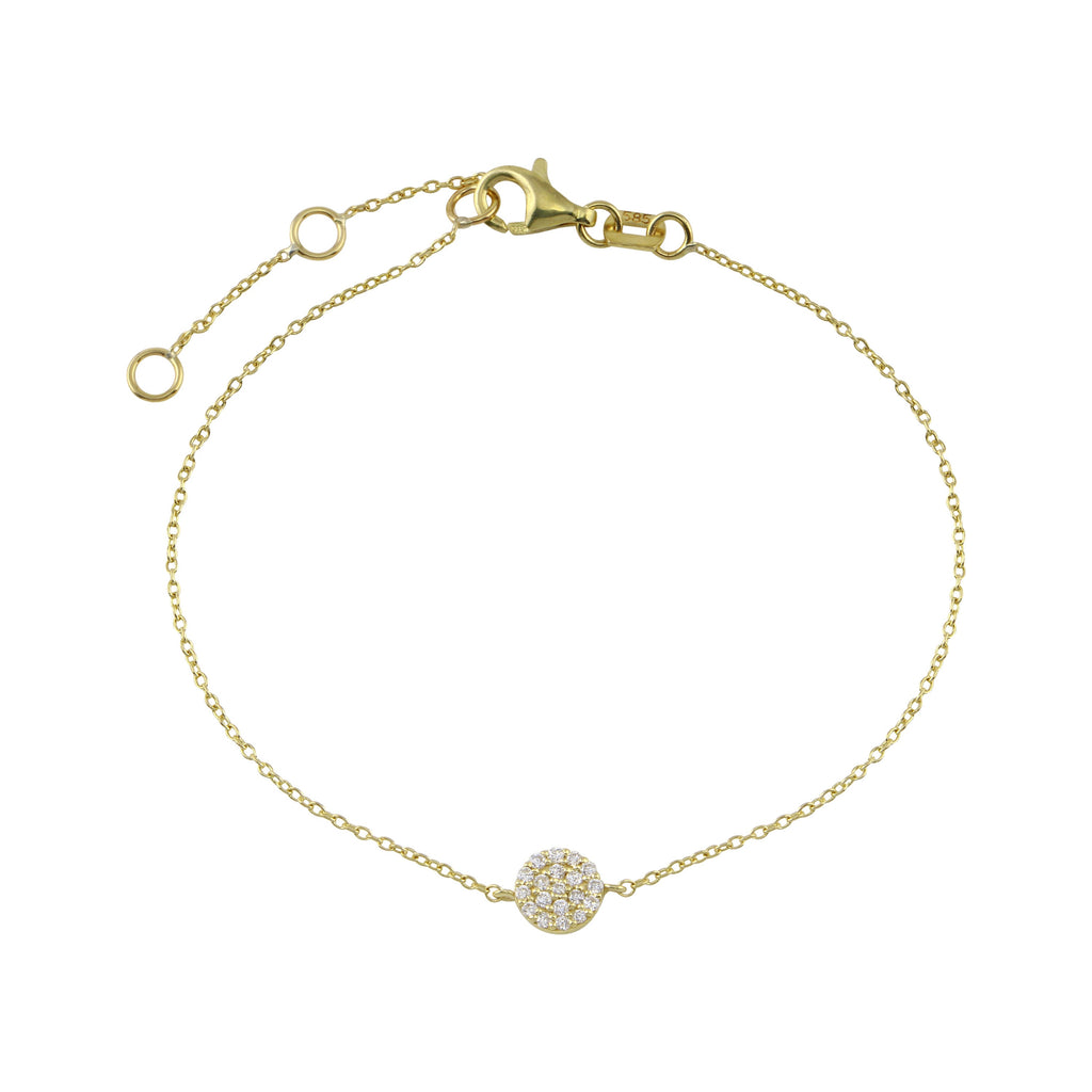 Diamond Disc Bracelet / 14k Gold Pave Diamond Disc Bracelet / Diamond Disc Bracelet / Graduation Gift / Anniversary Gift / Diamond Gift Idea