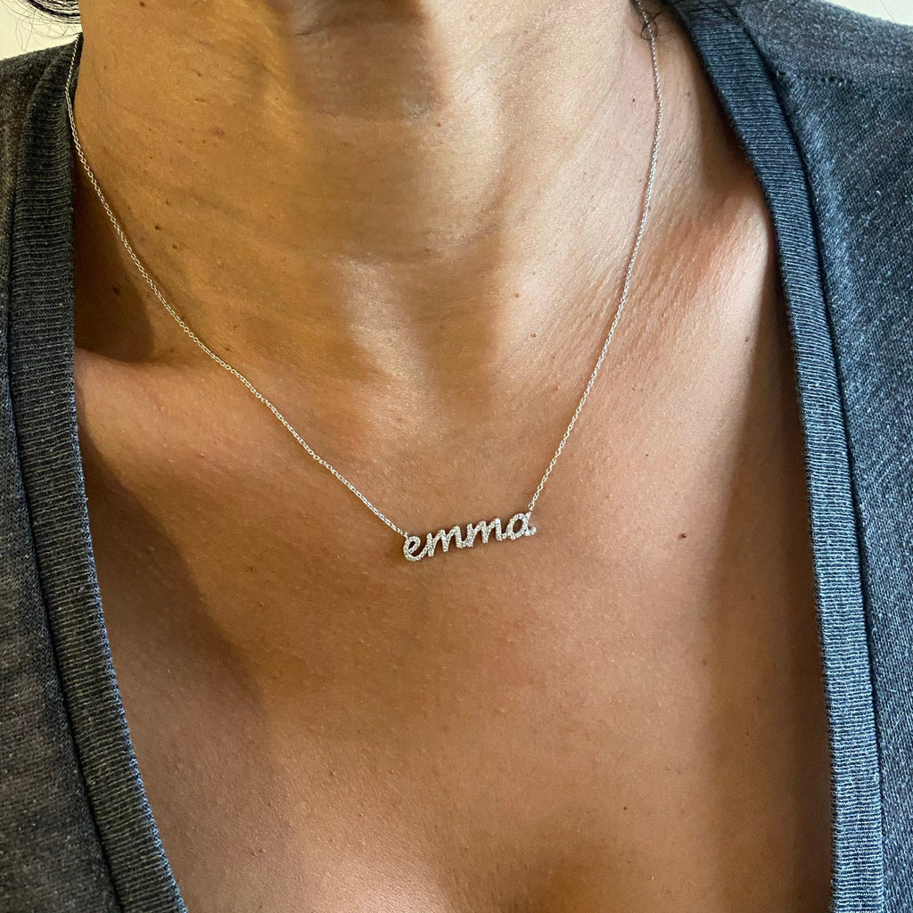 Diamond Name Necklace / 14k Personalized Diamond Name Necklace / Personalized Diamond Letter Necklace / Birthday Gift / Diamond Gift Ideas