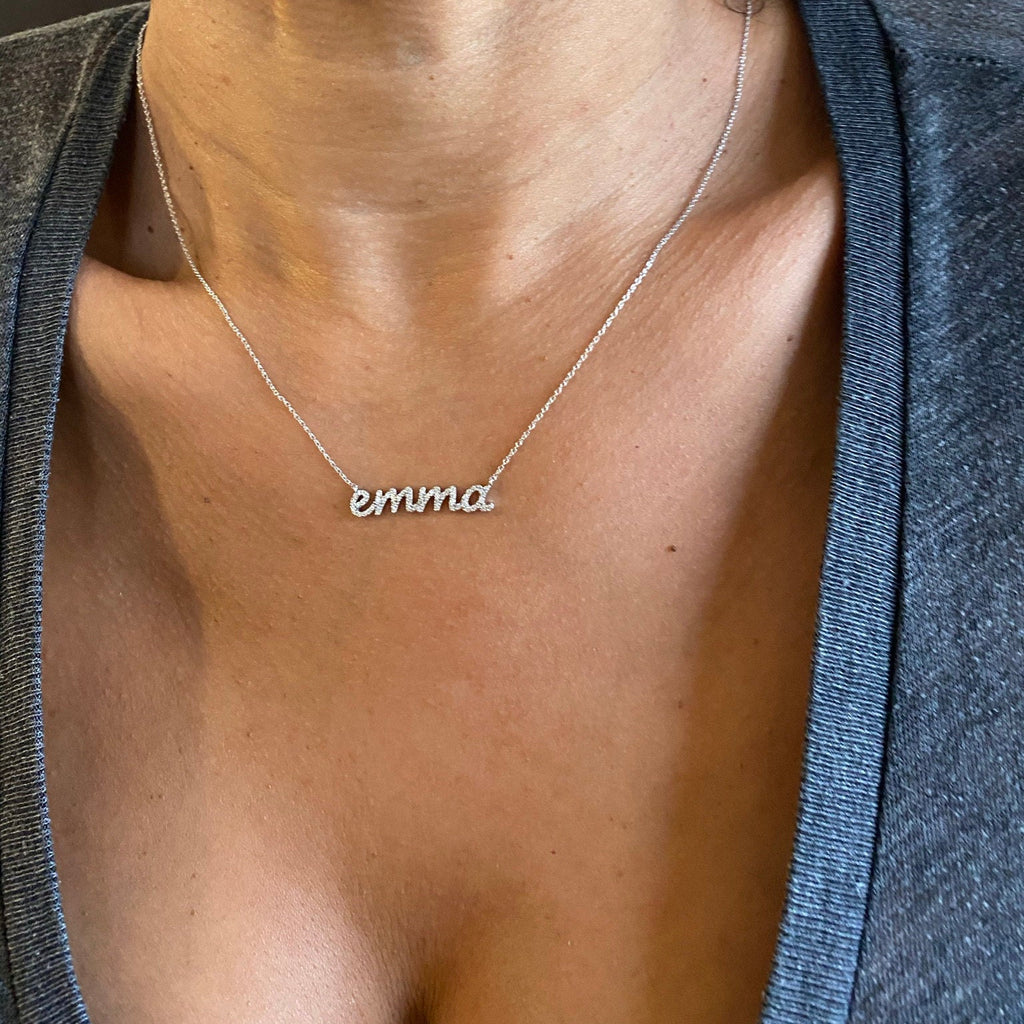 Diamond Name Necklace / 14k Personalized Diamond Name Necklace / Personalized Diamond Letter Necklace / Birthday Gift / Diamond Gift Ideas