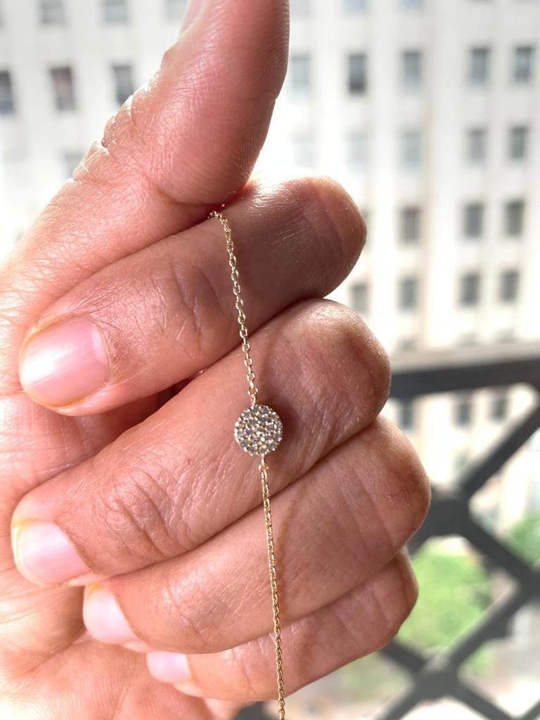 Diamond Disc Bracelet / 14k Gold Pave Diamond Disc Bracelet / Diamond Disc Bracelet / Graduation Gift / Anniversary Gift / Diamond Gift Idea