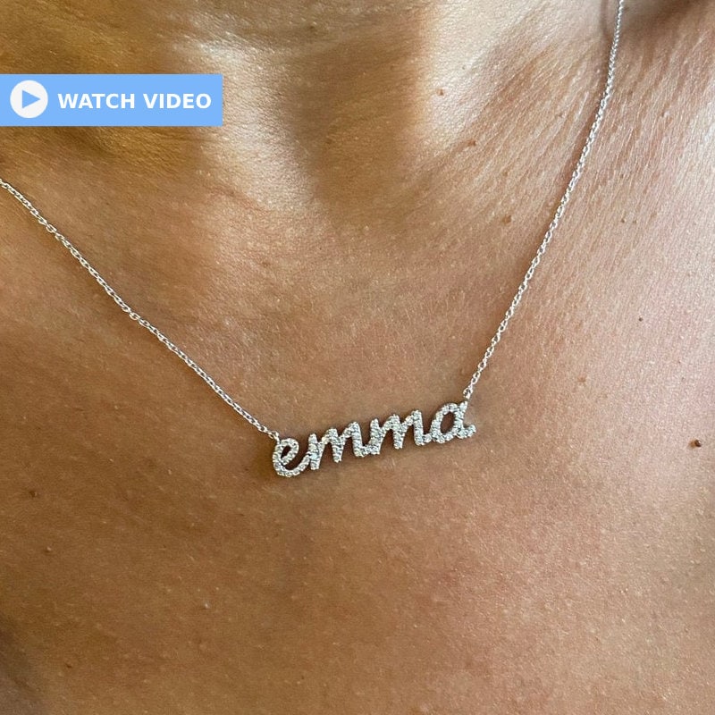 Diamond Name Necklace / 14k Personalized Diamond Name Necklace / Personalized Diamond Letter Necklace / Birthday Gift / Diamond Gift Ideas
