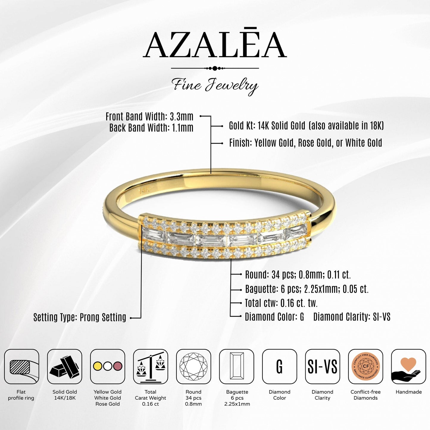 Baguette Diamond Stacking Ring / 14k Gold Baguette Diamond Wedding Band / Diamond Stacking Ring / Anniversary Gift / Diamond Gift Ideas