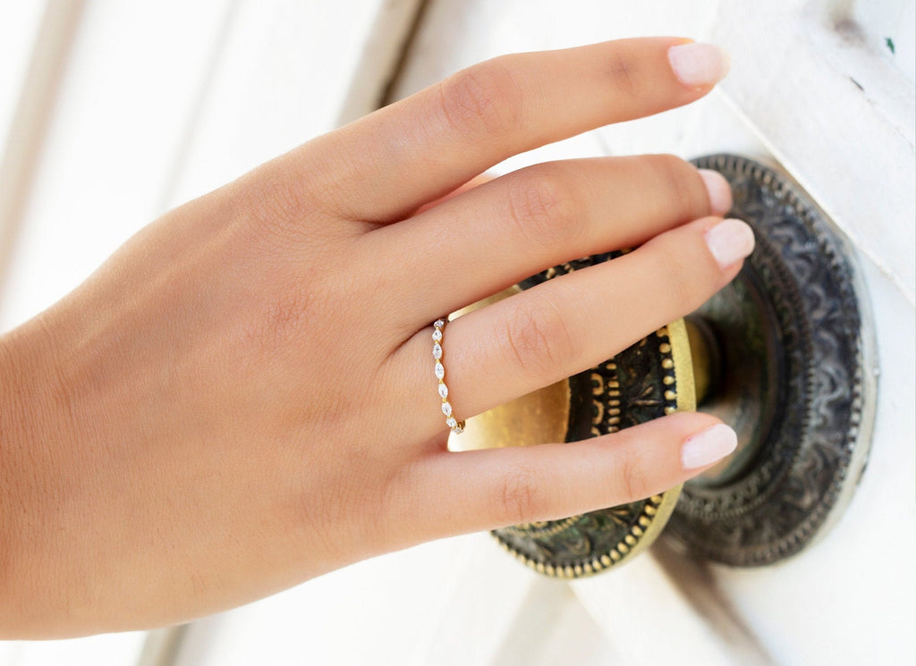 Marquise Diamond Eternity Band / 14k Gold Eternity Diamond Engagement Ring / Wedding Band / Stack Ring / Wedding Ring / Bridal Gift